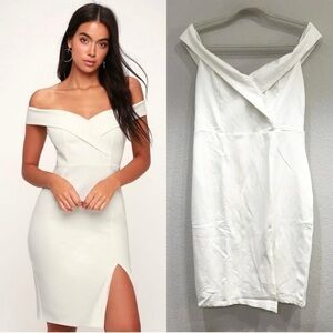 Sz‎ XL NWOT Lulus Classic Glam White Off-the-Shoulder Bodycon Dress